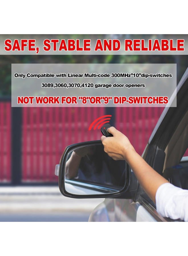 Kingdder 2 Pcs 10 Dip Switch Garage Door Remote Compatible with Multi-Code 300mhz 3089 3060 3070 3083 Door Opener Remote Door Opener with Keychain - Image 3