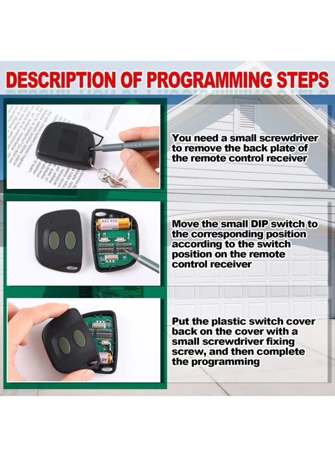 Kingdder 2 Pcs 10 Dip Switch Garage Door Remote Compatible with Multi-Code 300mhz 3089 3060 3070 3083 Door Opener Remote Door Opener with Keychain - Image 4