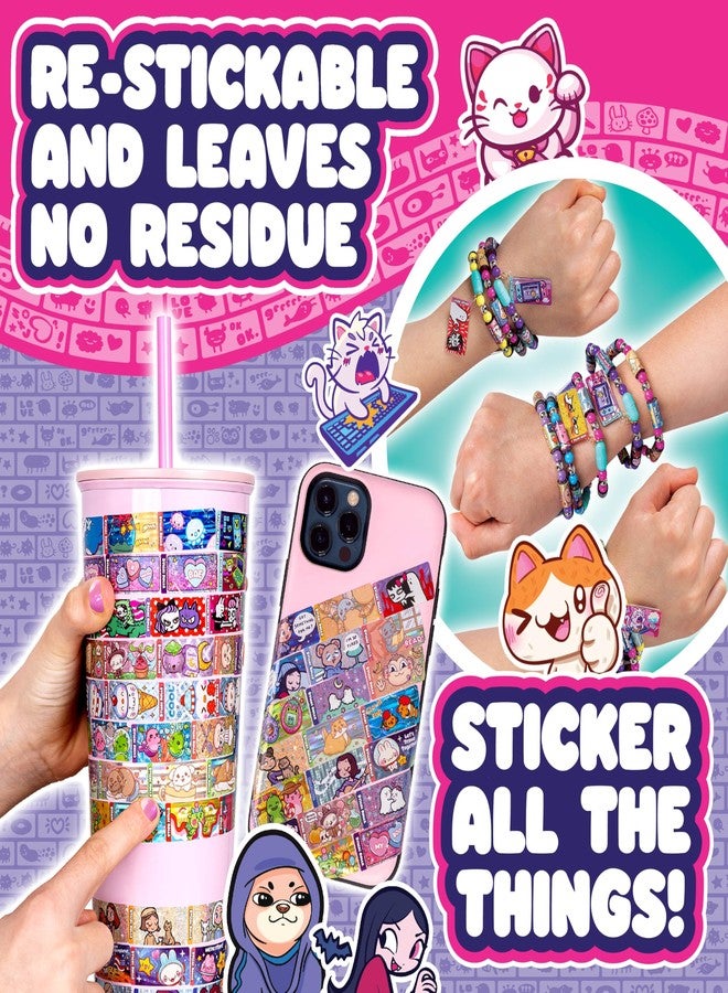 Sky Castle Sticki Rolls Sticki Book Series 2, Wearable & Shareable Sticker Bracelet, 120 Mini Stickers, Bracelet and Sticki Book, Assorted Colours and Styles - Image 5
