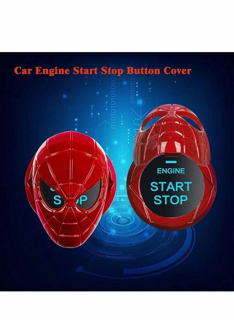 Y&D - Push to Start Cover, Auto Engine Ignition Stop Button Cover Replacement Car Trim Protector Key Ring Circle 3D Interior Accessory (Red) - Image 1
