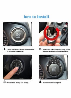 Y&D Push to Start Cover, Auto Engine Ignition Stop Button Cover Replacement Car Trim Protector Key Ring Circle 3D Interior Accessory (Red)  - Image 4