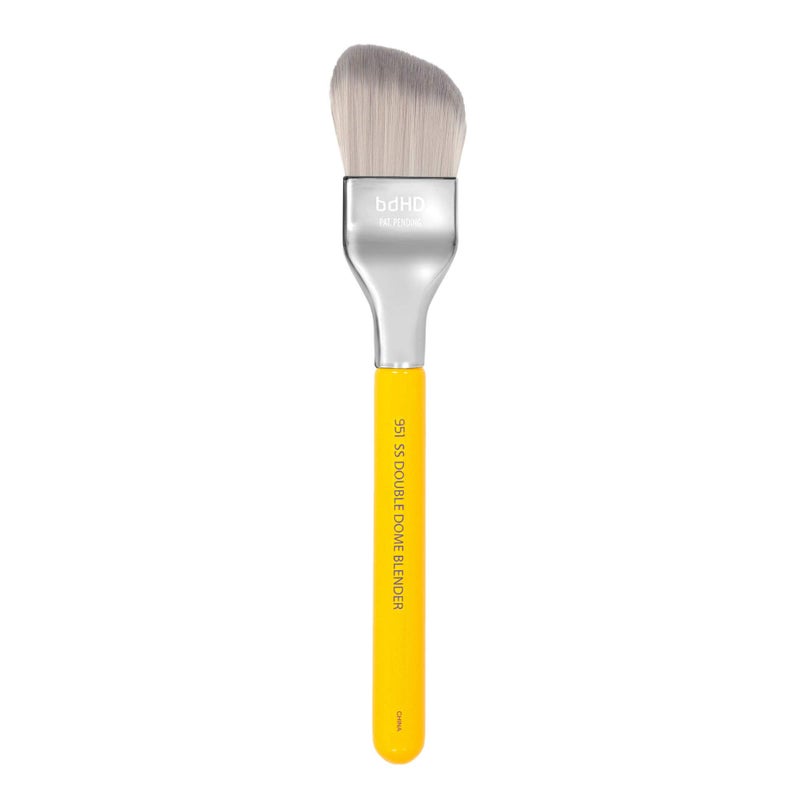 Bdellium Tools Professional Makeup Brush - Studio Series 951 Small Slanted Double Dome Blender - With Soft Synthetic Fibers, For Application & Blending (Yellow, 1pc) - Image 3