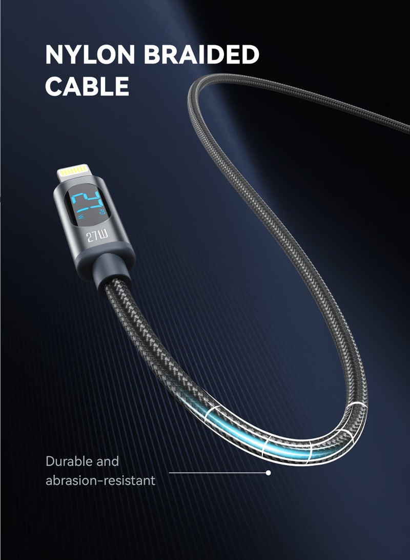 FOOMEE 2 Pack 27W USB C to Lightning Cable 1.2M（4FT） Nylon Braided Fast Charging Cable with LED Display PD Fast Charging Cable for lPhone - Image 2