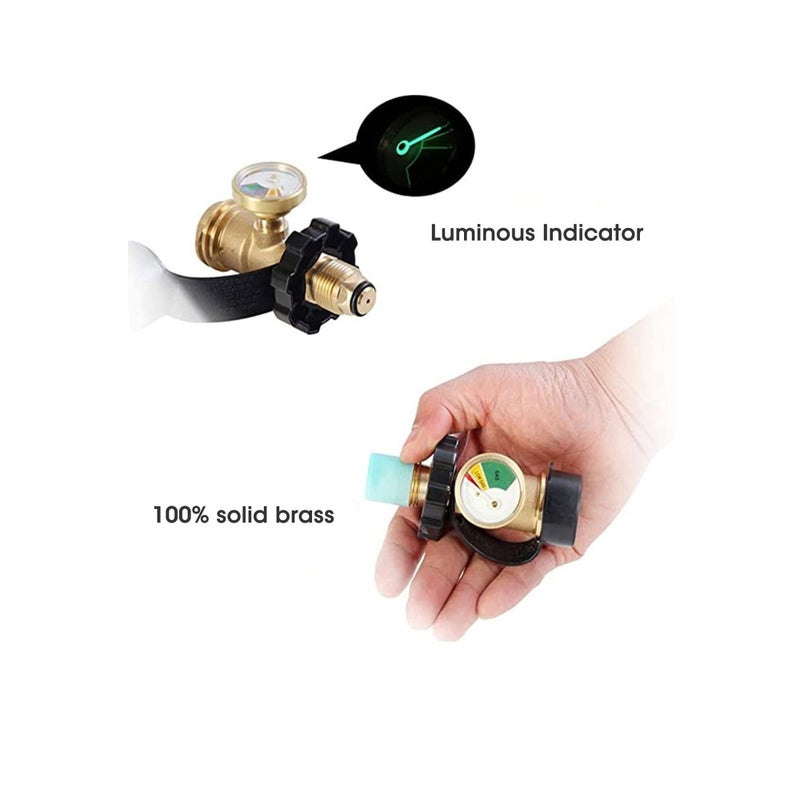 SOLARAE عداد غاز البروبان بول مع كاشف تسرب مدمج، مناسب لأسطوانة غاز البروبان QCC1، موصل مقياس ضغط الغاز، واجهة خزان الغاز، تركيبات نحاسية - Image 5