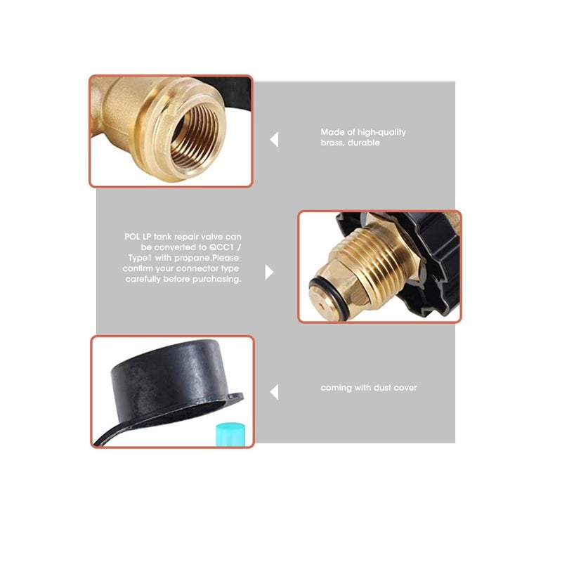 SOLARAE عداد غاز البروبان بول مع كاشف تسرب مدمج، مناسب لأسطوانة غاز البروبان QCC1، موصل مقياس ضغط الغاز، واجهة خزان الغاز، تركيبات نحاسية - Image 2