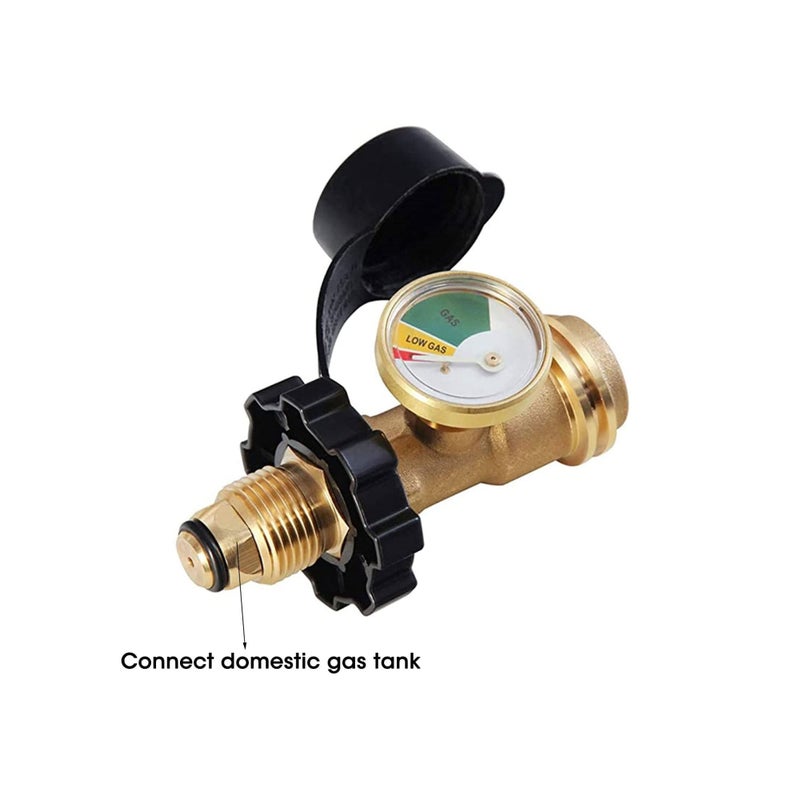 SOLARAE عداد غاز البروبان بول مع كاشف تسرب مدمج، مناسب لأسطوانة غاز البروبان QCC1، موصل مقياس ضغط الغاز، واجهة خزان الغاز، تركيبات نحاسية - Image 3