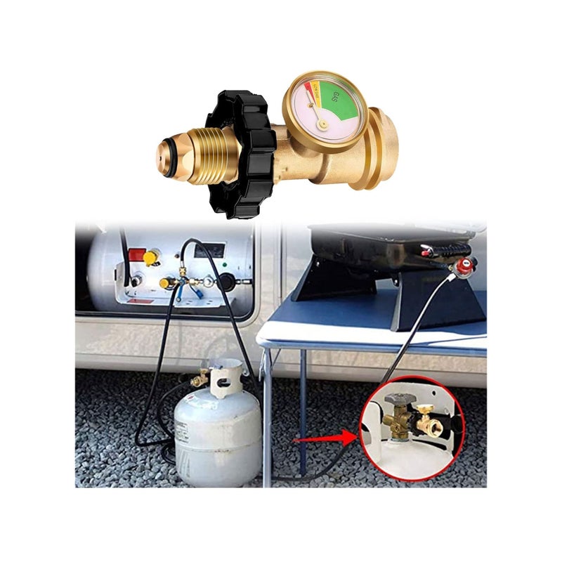 SOLARAE عداد غاز البروبان بول مع كاشف تسرب مدمج، مناسب لأسطوانة غاز البروبان QCC1، موصل مقياس ضغط الغاز، واجهة خزان الغاز، تركيبات نحاسية - Image 1