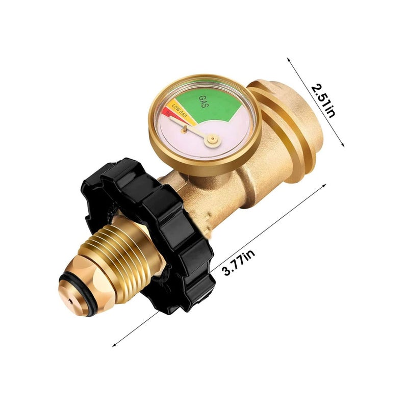 SOLARAE عداد غاز البروبان بول مع كاشف تسرب مدمج، مناسب لأسطوانة غاز البروبان QCC1، موصل مقياس ضغط الغاز، واجهة خزان الغاز، تركيبات نحاسية - Image 4