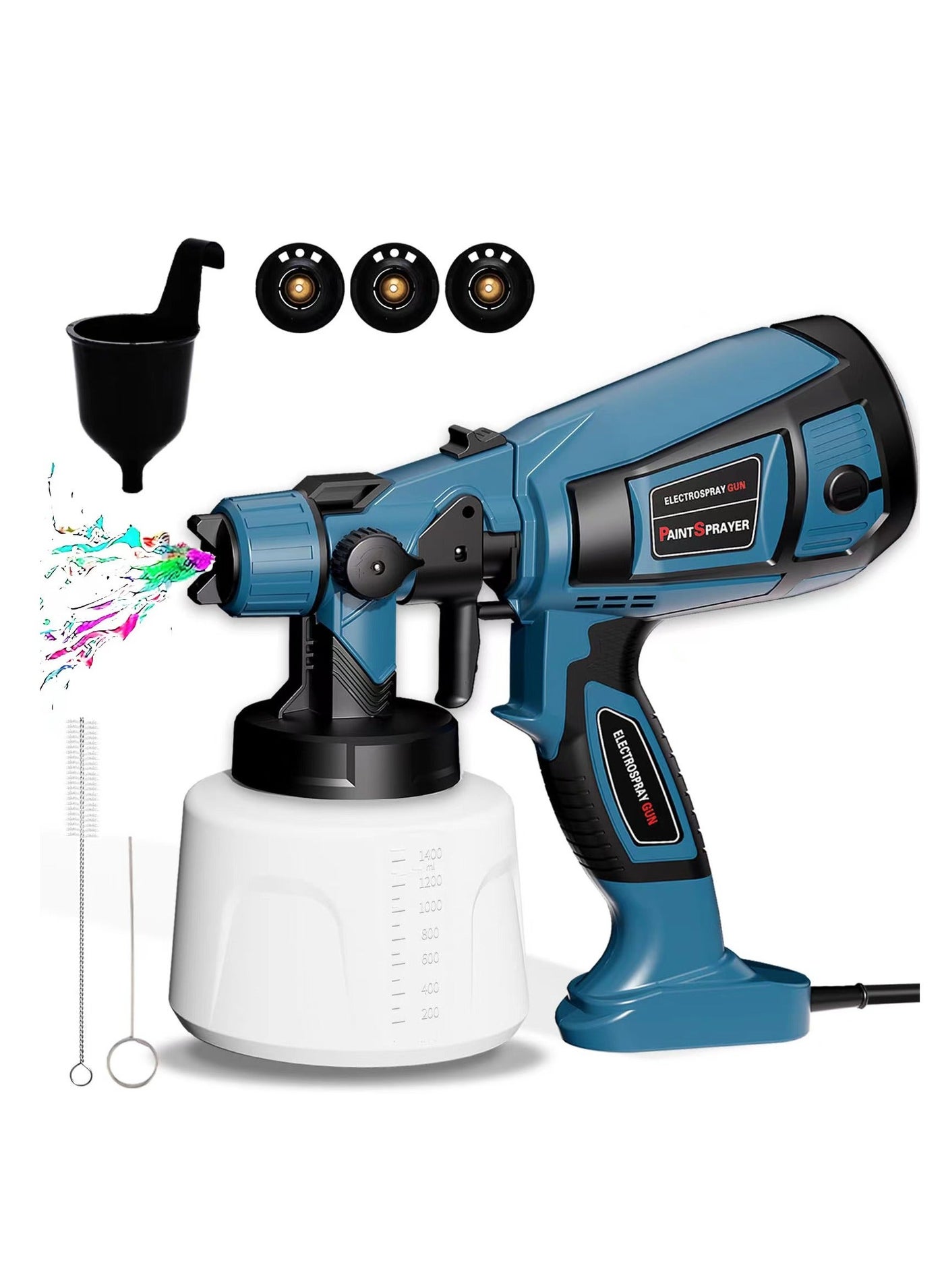 Paint Sprayer, 800W HVLP Spray Gun,1400ml Electric Gun with 4 Nozzles and 3 Patterns,For Furniture, Cabinets, Fence, Walls, Door, Garden Chairs