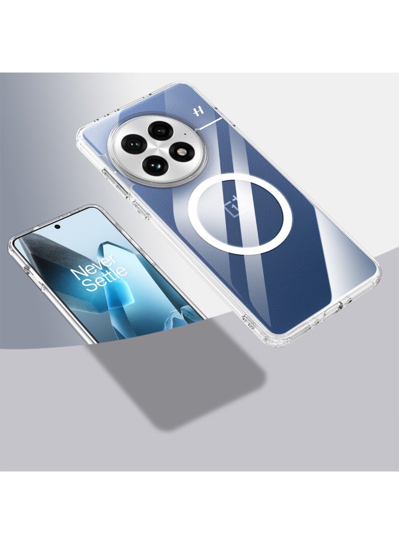 Aookay for OnePlus 13 Case Cover with Magnetic, Compatible with MagSafe, Crystal Clear Slim Fit Thin Transparent Phone Case, Anti-Scratch Soft Bumper Protective Cover for OnePlus 13 (Ice Crystal Clear) - Image 1