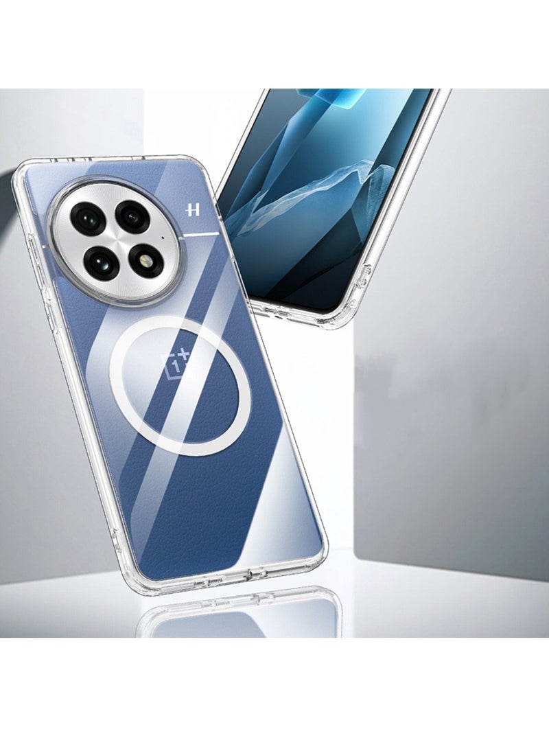 Aookay for OnePlus 13 Case Cover with Magnetic, Compatible with MagSafe, Crystal Clear Slim Fit Thin Transparent Phone Case, Anti-Scratch Soft Bumper Protective Cover for OnePlus 13 (Ice Crystal Clear) - Image 2