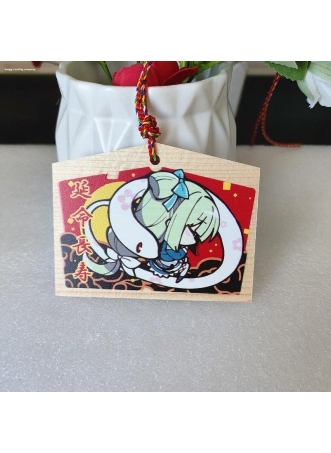 Animation Two-dimensional Thousands Of Love Flowers Wish Card Royal Guard Wish Card Solid Wood Card Listed In Japan Painted Horse Wood Card Cong Rain-Color:10—(size 9*7cm) 10 Pieces  - Image 5