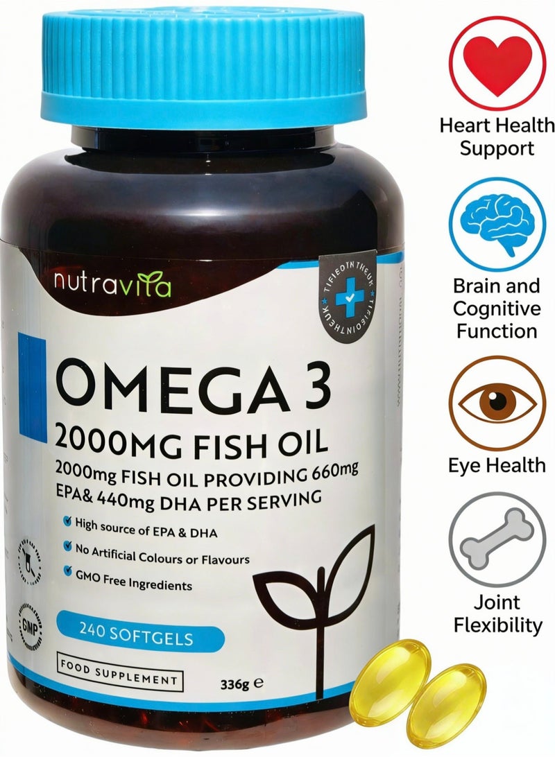 Nutravita Omega 3 Pure Fish Oil 2000mg – 660mg EPA & 440mg DHA per Daily Serving - Image 1