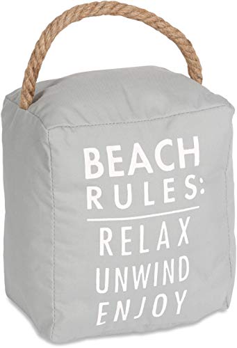 Pavilion Gift Company Pavilion Gift Company Beach Rules Relax Unwind Enjoy Door Stopper Light Gray 5 x 6 