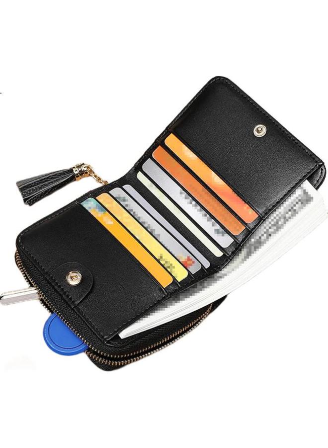 Viney Top-Grain Leather Short Women'S Wallet, Student Foldable Coin Purse, Large Capacity Leather Wallet, Light Luxury Id Holder - Image 1