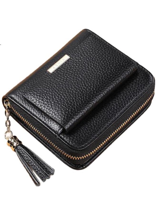 Viney Top-Grain Leather Short Women'S Wallet, Student Foldable Coin Purse, Large Capacity Leather Wallet, Light Luxury Id Holder - Image 3
