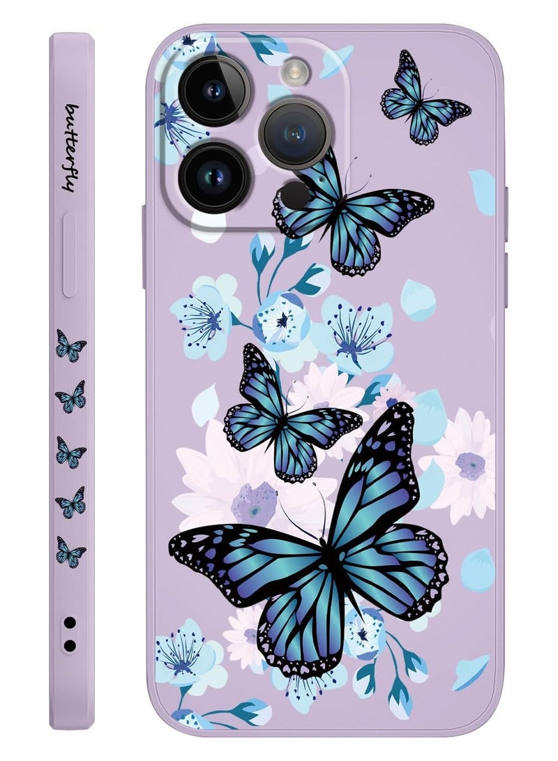 for iPhone 16 Pro Case Anti Scratch Microfiber Lining Phone Cover Silicone Ultra Slim Case for iPhone 16 Pro 6.3 inch-Aurora Butterfly Purple - Image 1