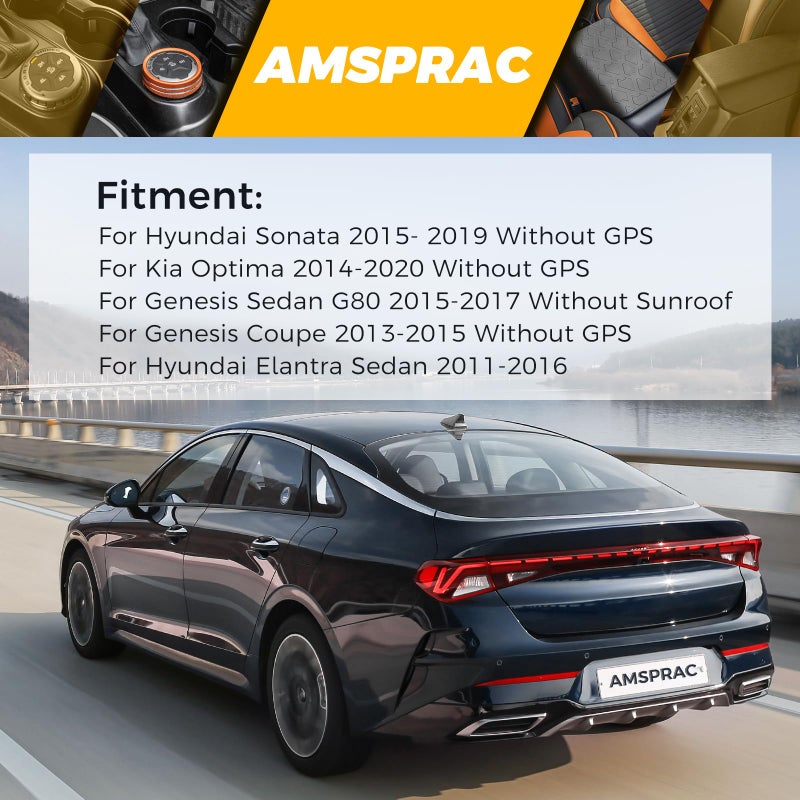 AMSPRAC Shark Fin Antenna Cover,Car Roof Antenna Caps fit for Kia Optima 2014-2020,for Hyundai Sonata 2015-2019(NOT Sport),for Genesis Sedan G80 2015-2017,for Elantra Sedan 2011-2016,Silver - Image 2