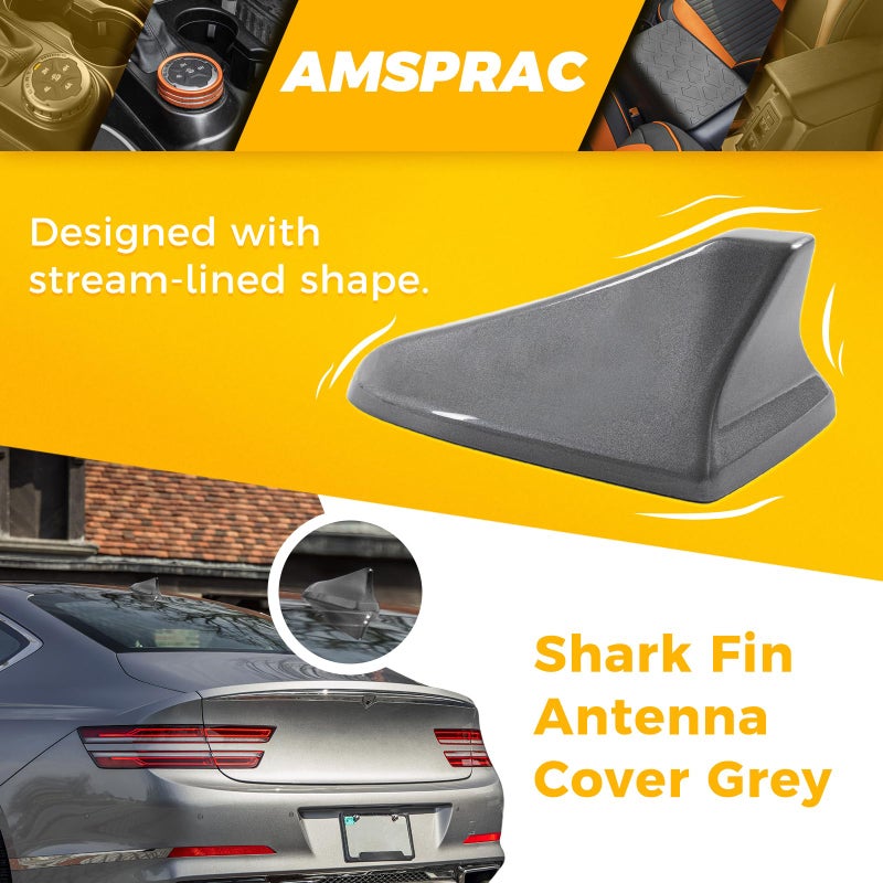 AMSPRAC Shark Fin Antenna Cover,Car Roof Antenna Caps fit for Kia Optima 2014-2020,for Hyundai Sonata 2015-2019(NOT Sport),for Genesis Sedan G80 2015-2017,for Elantra Sedan 2011-2016,Silver - Image 3