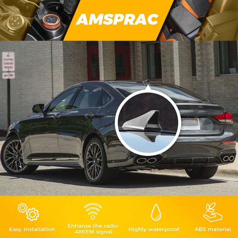 AMSPRAC Shark Fin Antenna Cover,Car Roof Antenna Caps fit for Kia Optima 2014-2020,for Hyundai Sonata 2015-2019(NOT Sport),for Genesis Sedan G80 2015-2017,for Elantra Sedan 2011-2016,Silver - Image 4