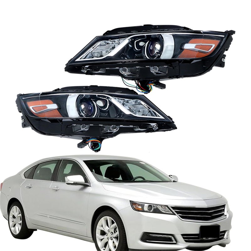 Silscvtt Headlights Assembly Halogen Replacement for Impala 20152020 Housing Black Lamp Set Driver Side and Passenger Side LH RH 2PCS 84178024 84178023