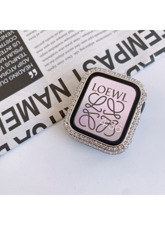 Suitable For Apple Watch Tempered Film Iwatch876543 Generation SE Protective Cover Full Diamond Case Film Integrated Drop-resistant-Color:Full Diamond Shell Film Integrated  〉-Appearance Size:40mm
