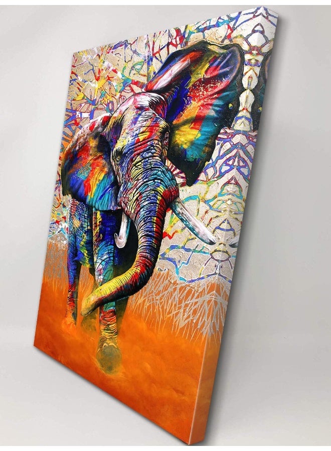 Mistyefly Graffiti Art Graffiti Wall Art Street Art Canvas Elephant Canvas Wall Art Graffiti Wall Decor Graffiti Wall Art Canvas Colorful Animal Canvas Wall Art for Bedroom Living Room Decor (24''Wx36''H) - Image 2