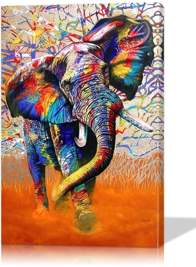 Mistyefly Graffiti Art Graffiti Wall Art Street Art Canvas Elephant Canvas Wall Art Graffiti Wall Decor Graffiti Wall Art Canvas Colorful Animal Canvas Wall Art for Bedroom Living Room Decor (24''Wx36''H) - Image 1