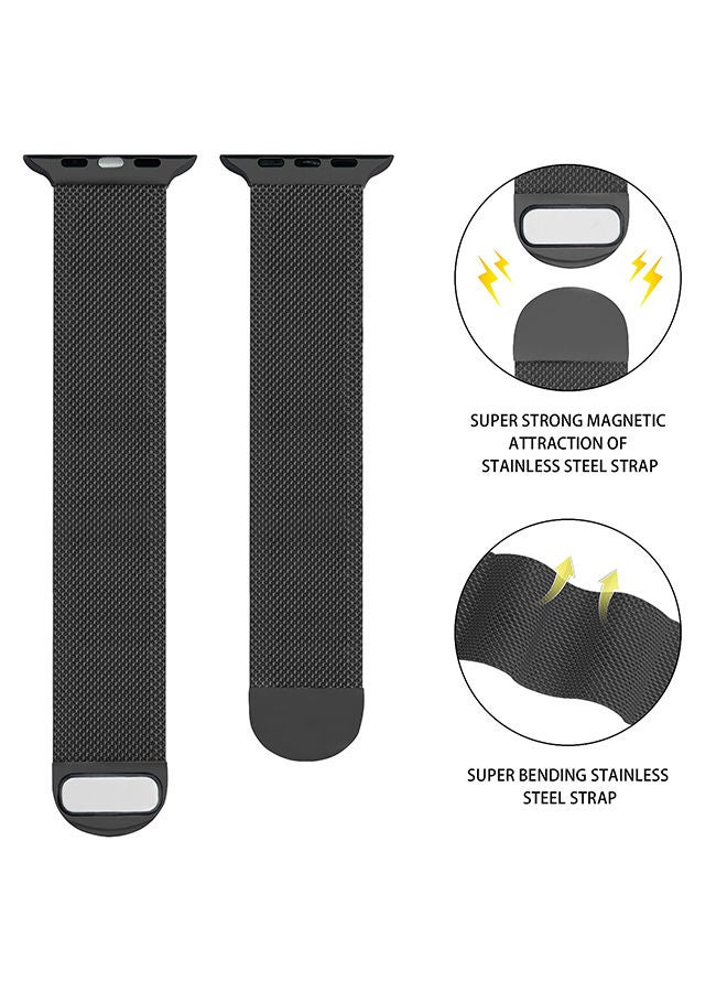 O Ozone Milanese Loop Strap For Apple Watch Series 10 | Ultra 2 | 8 Ultra | 9 | 8 | 7 | 6, 49/46/45/44/42mm, Stainless Steel Double Mesh Wristbands - Grey - Image 4