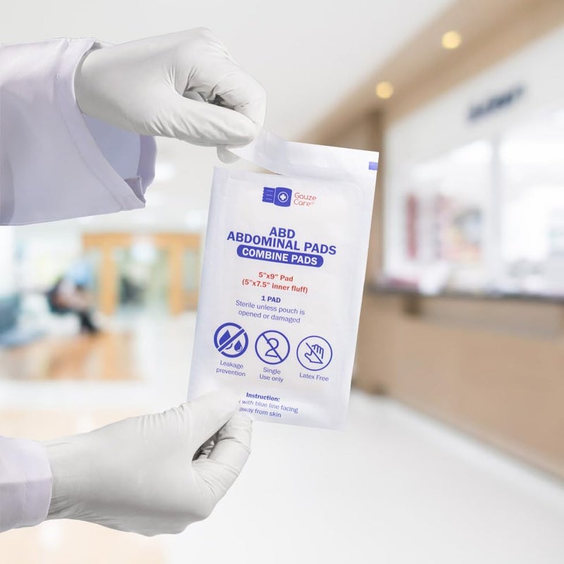 Gauze Care GauzeCare Sterile Abdominal- ABD Combine Pads| 50-Pack, 5 x 9 Inches| Extra Absorbent & Thick, Individually Wrapped Wound Dressing, First Aid Pads| Surgical-Grade, Nonstick- for Heavy Leakage, Post Op - Image 5