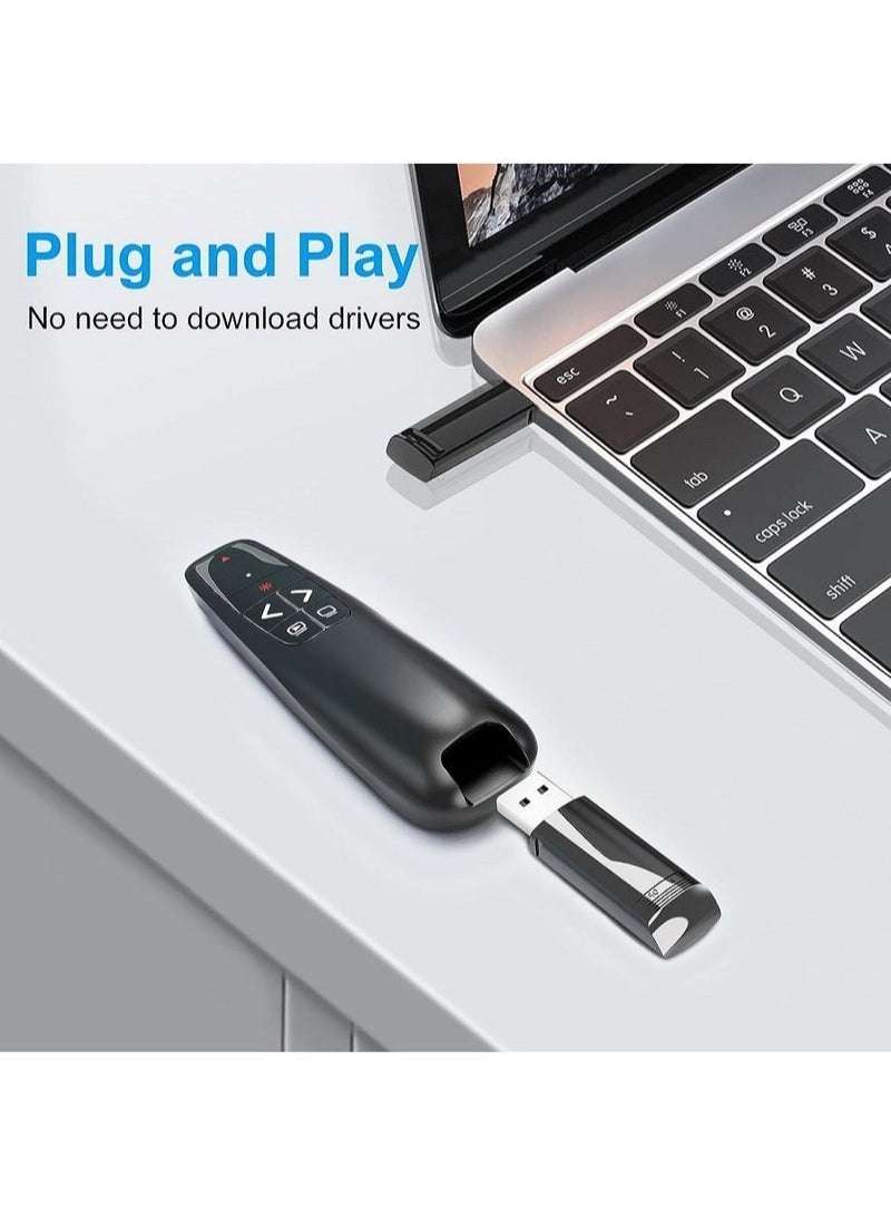 داريو مقدم العرض اللاسلكي، جهاز تحكم في العرض التقديمي مع تحكم في الروابط التشعبية والصوت، RF 2.4GHz USB جهاز نقر للباوربوينت، جهاز تحكم عن بعد للإشارة، مقدم شرائح (أسود) - Image 3