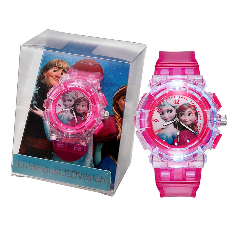 New Kids Frozen Luminous Quartz Watch Rose Red B box packaging 