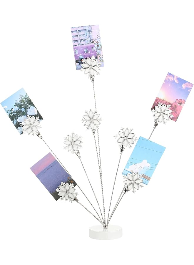 The Bros Snowflake Photo Tree Holder Clip, 8 Branch Money Tree Family Tree Gift Card Holder, with Clips Picture Frame Holder Stand Clip Photo Holder for Memo Paper Note Photo Wedding Card Display  - Image 1