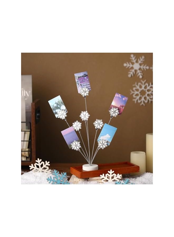The Bros Snowflake Photo Tree Holder Clip, 8 Branch Money Tree Family Tree Gift Card Holder, with Clips Picture Frame Holder Stand Clip Photo Holder for Memo Paper Note Photo Wedding Card Display  - Image 4