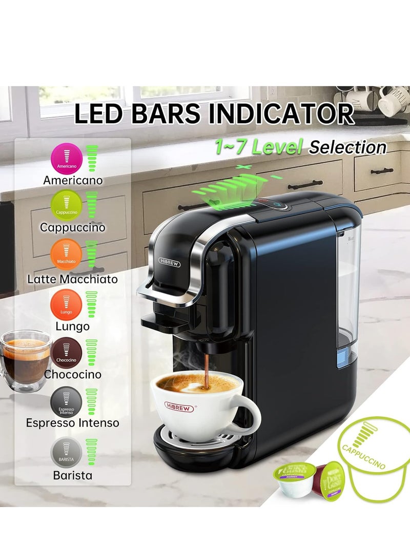 HiBREW 5-in-1 Coffee Machine and Milk Frother M1A, Adjustable Water Volume Apsules, 19 Bar Espresso Machines for Capsules, DG*/Nes*Original/Ground Coffee/Kcup*/ESE Pod Compatible, Cold/Hot Mode(Black) - Image 2