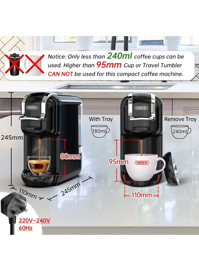 HiBREW 5-in-1 Coffee Machine and Milk Frother M1A, Adjustable Water Volume Apsules, 19 Bar Espresso Machines for Capsules, DG*/Nes*Original/Ground Coffee/Kcup*/ESE Pod Compatible, Cold/Hot Mode(Black) - Image 5
