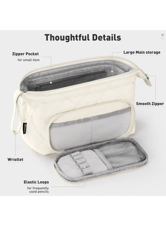 Zannaki Soft Quilted Large Pencil Pouch Organizer with Wide Opening for Boys Girls Teens - Extra Big Capacity Pen Pencil Bag with Zipper, Portable Pencil Case Box for School, College, Cosmetic Gift - Image 5
