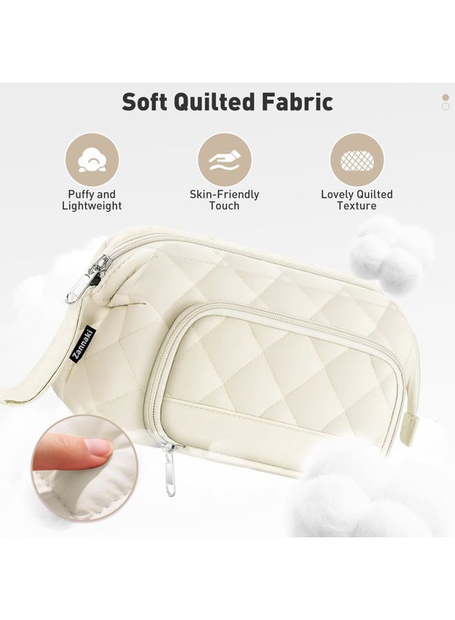 Zannaki Soft Quilted Large Pencil Pouch Organizer with Wide Opening for Boys Girls Teens - Extra Big Capacity Pen Pencil Bag with Zipper, Portable Pencil Case Box for School, College, Cosmetic Gift - Image 4
