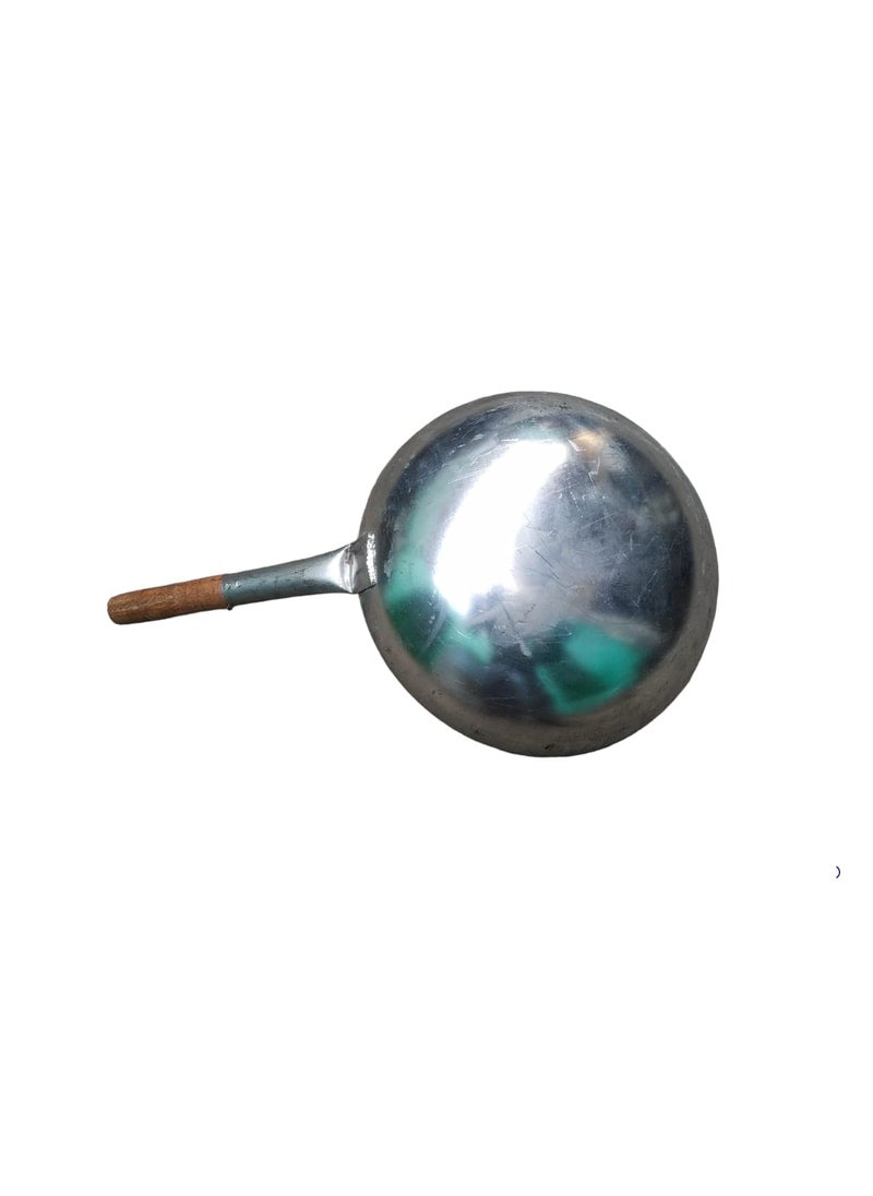 AS A S Traditional Hand Hammered Carbon Steel Pow Wok with Wooden and Steel Handle Round Bottom Iron Wok 11 inch  - Image 2