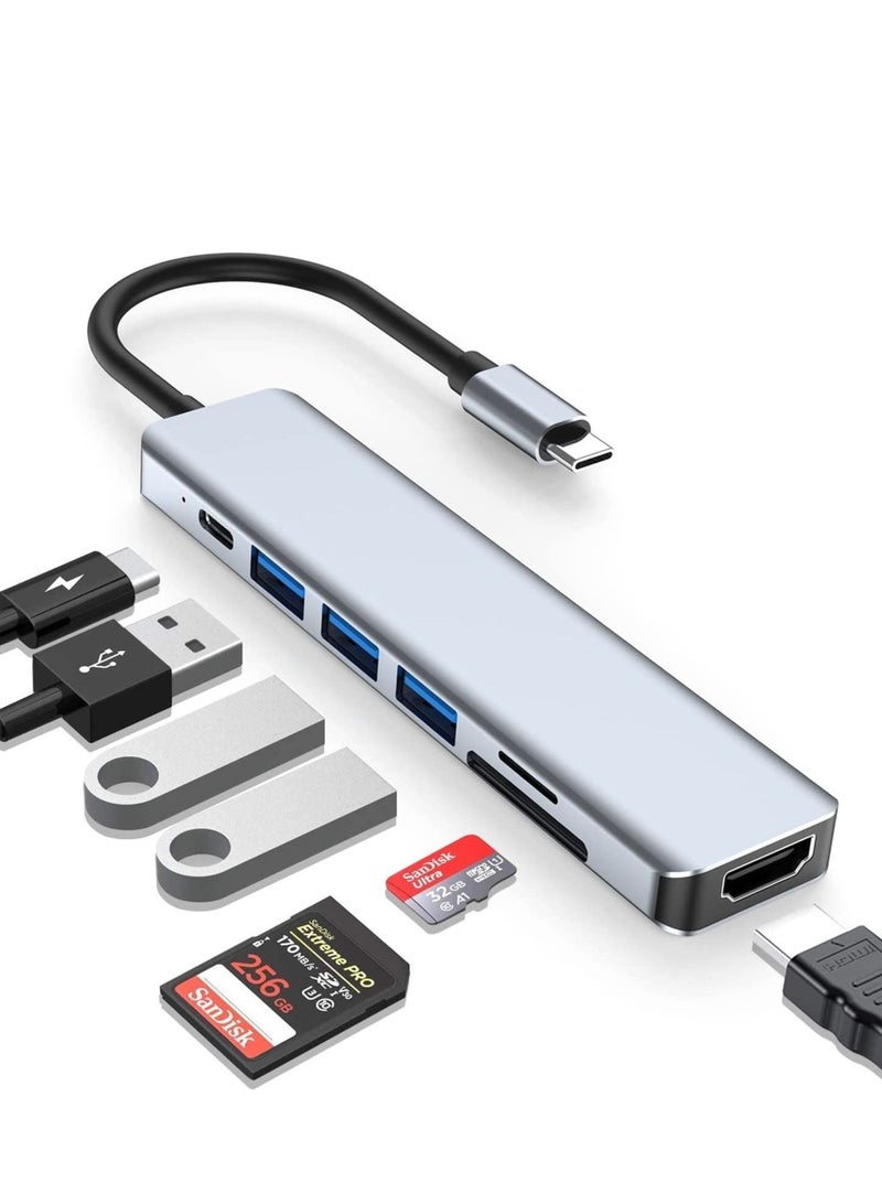 ELTRAZONE 7 in 1 USB C Multiport Adapter for Macbook Pro/Air & Type C Enable Devices - Image 1