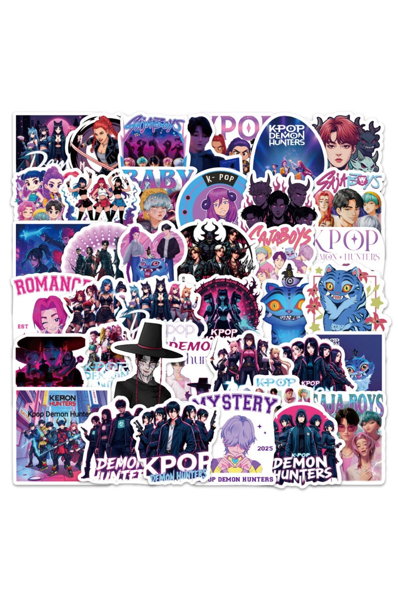 erorex MULTICOLOR 50Pcs Cartoon Animation Korean Pop Music Theme Rumi Mira Zoey Playing Funny Stickers Deco