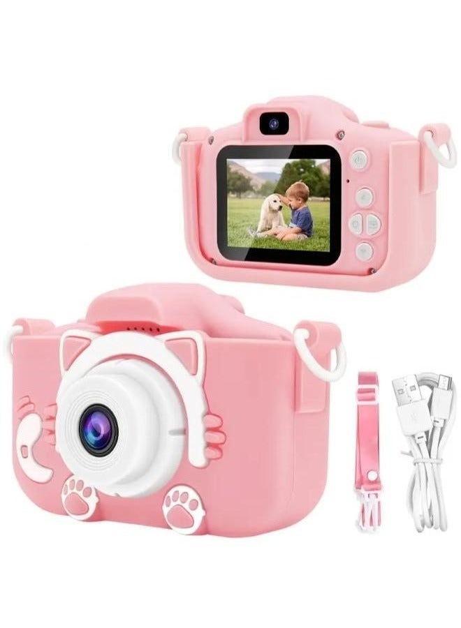 Kids Digital Camera Toy for Boys & Girls, 1080P HD Video with Dual Lens, Rechargeable Mini Camera with 32GB SD Card, Shockproof, Perfect Birthday Gift (Pink) - Image 1