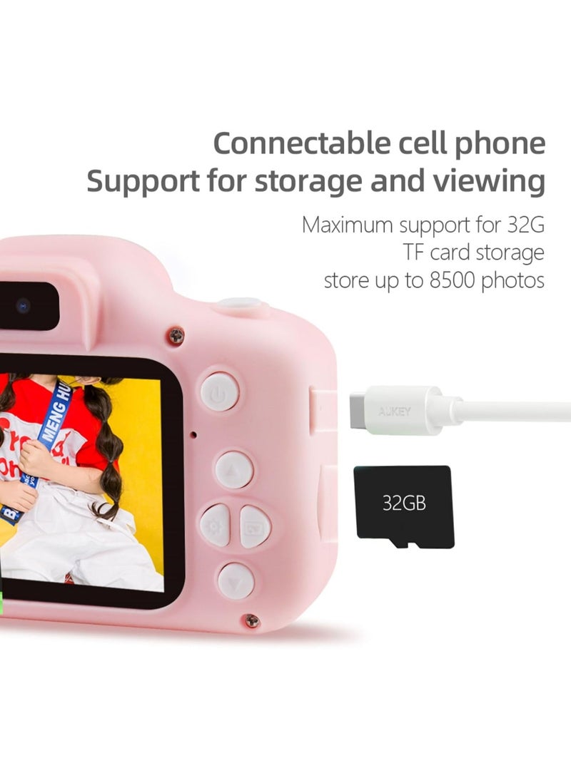 Kids Digital Camera Toy for Boys & Girls, 1080P HD Video with Dual Lens, Rechargeable Mini Camera with 32GB SD Card, Shockproof, Perfect Birthday Gift (Pink) - Image 3