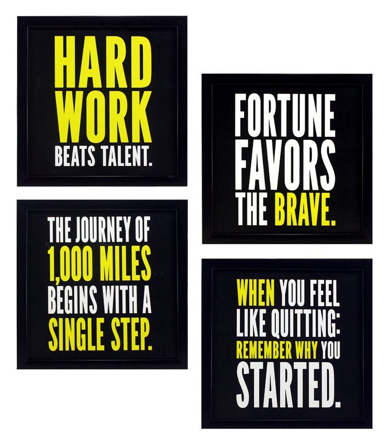 Indianara 4 Piece Set of Framed Wall Hanging Motivational Office Decor Art Prints 8.7 Inch X 8.7 Inch Without Glass(multicolor5) - Image 1
