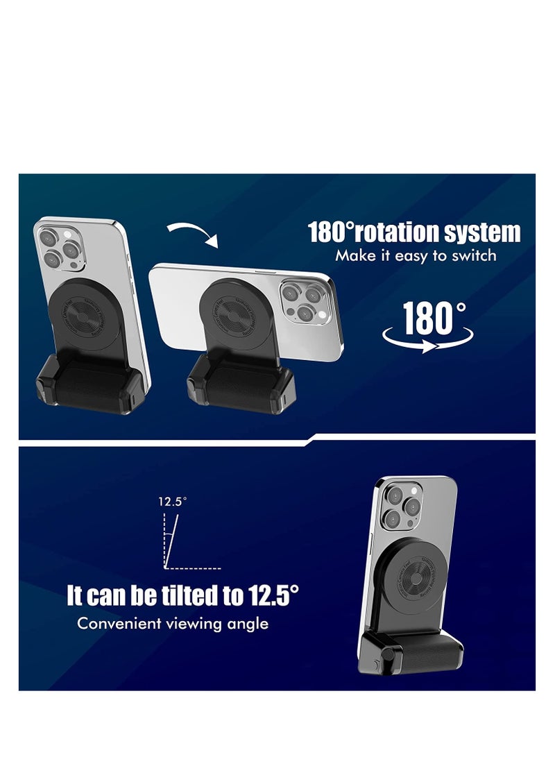 SYOSI حامل كاميرا الهاتف المغناطيسي، متعدد الوظائف، مصراع كاميرا الهاتف الذكي، مقبض عن بعد، 10 وات، حامل شحن لاسلكي Qi، جهاز تحكم عن بعد بلوتوث لالتقاط صور الفيديو - Image 4