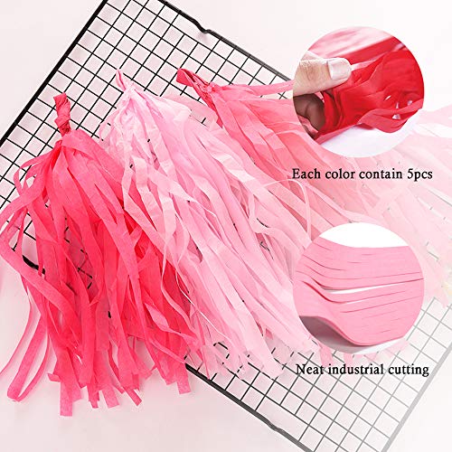 Binpeng Pink Tissue Paper Tassel DIY Hanging Paper Decorations Party Garland for Parties, Weddings, Festivals, Baby Showers - 20PCS (PINK 35CM) - Image 4