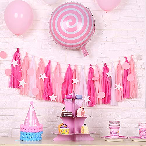 Binpeng Pink Tissue Paper Tassel DIY Hanging Paper Decorations Party Garland for Parties, Weddings, Festivals, Baby Showers - 20PCS (PINK 35CM) - Image 5