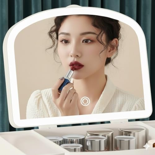 Niyam Ratro Makeup Organiser Storage Box with LED Mirror for Cosmetics Skincare and Beauty Case for Easy Visibility and Drawers for Vanity, Dresser Retro Lipstick Holder - Image 5