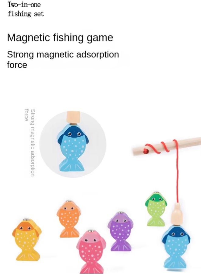 Magnetic Wooden Fishing Game Toys for Toddlers,Fun Fishing Play Educational Toy, Fishing Learning, Color Sorting ,Puzzle Preschool Educational Fine Motor Skills for Boys and Girls - Image 5