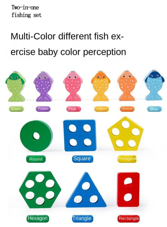 Magnetic Wooden Fishing Game Toys for Toddlers,Fun Fishing Play Educational Toy, Fishing Learning, Color Sorting ,Puzzle Preschool Educational Fine Motor Skills for Boys and Girls - Image 2